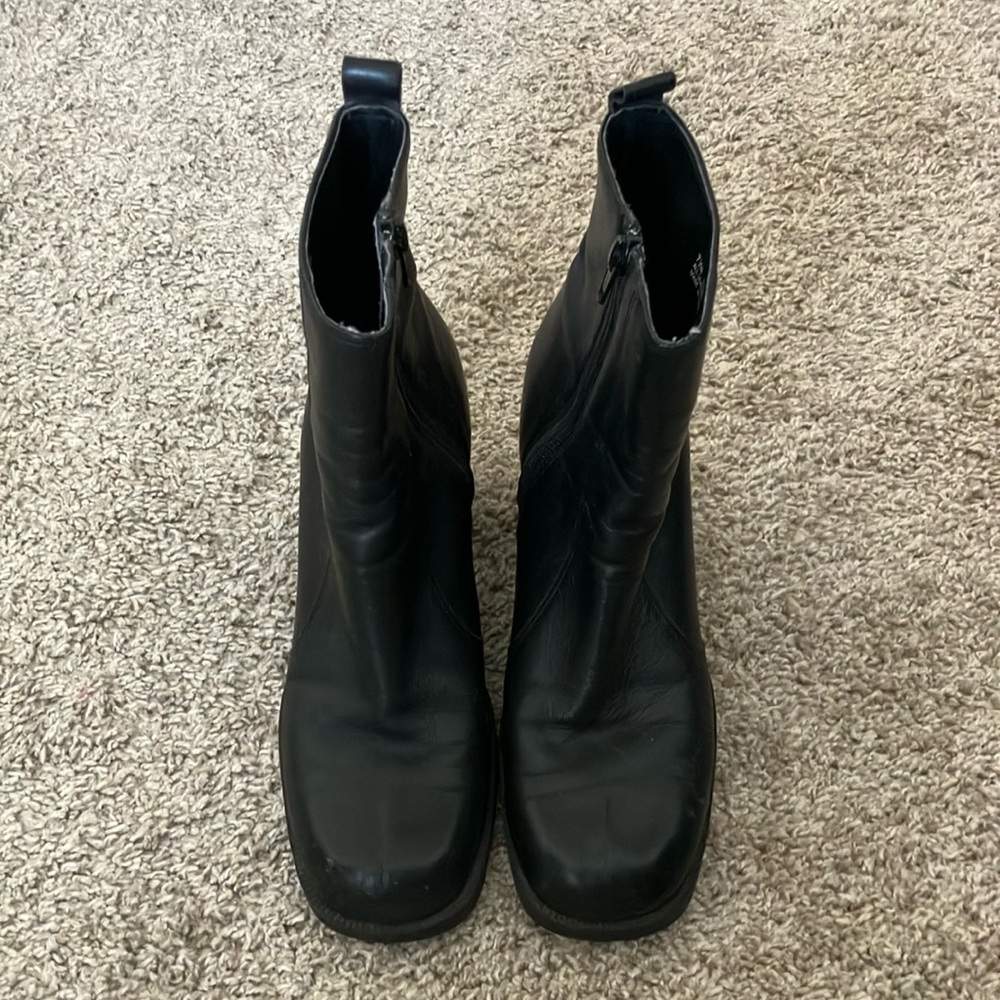Black leather ankle boots